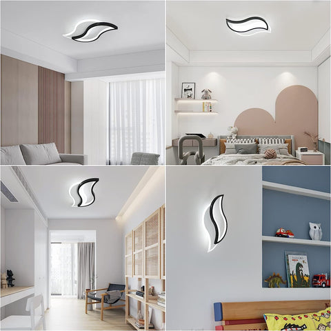 Plafoniera a LED dal design moderno a forma di foglia creativa 6000K Lampada da soffitto bianca fredda per soggiorno, camera da letto, sala da pranzo, ufficio, bianco 