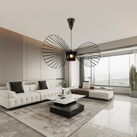 Lampadario a forma di cappello di ferro (D100*58CM, nero, attacco E27, lampadina non inclusa)