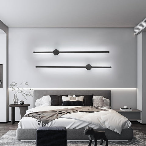 Lampada da Parete per Interni, Lampada da Parete a LED Girevole a 360° 6500K Bianco Freddo, Lampada da Parete Moderna Nera per Camera da Letto Soggiorno Sala da Pranzo Corridoio Scale 100 cm