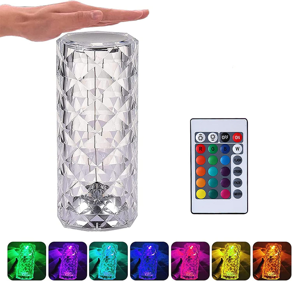 Lampada da scrivania a LED e lampada da comodino in acrilico con telecomando touch, 16 colori e 4 modalità, luce d'atmosfera RGB che cambia colore