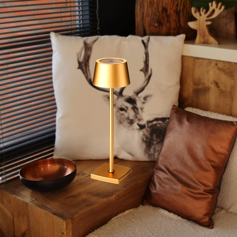 Lampada da tavolo ricaricabile, lampada da comodino senza fili, lampada da tavolo senza fili, lampada da tavolo a LED, classe di protezione IP54, adatta per giardino/tavolo/comodino oro