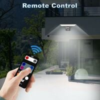 Luci solari da esterno, 90 luci solari a LED con sensore di movimento, 4 modalità, luce di sicurezza solare impermeabile per esterni, lampada da parete con telecomando a 3 colori per giardino e cortile.