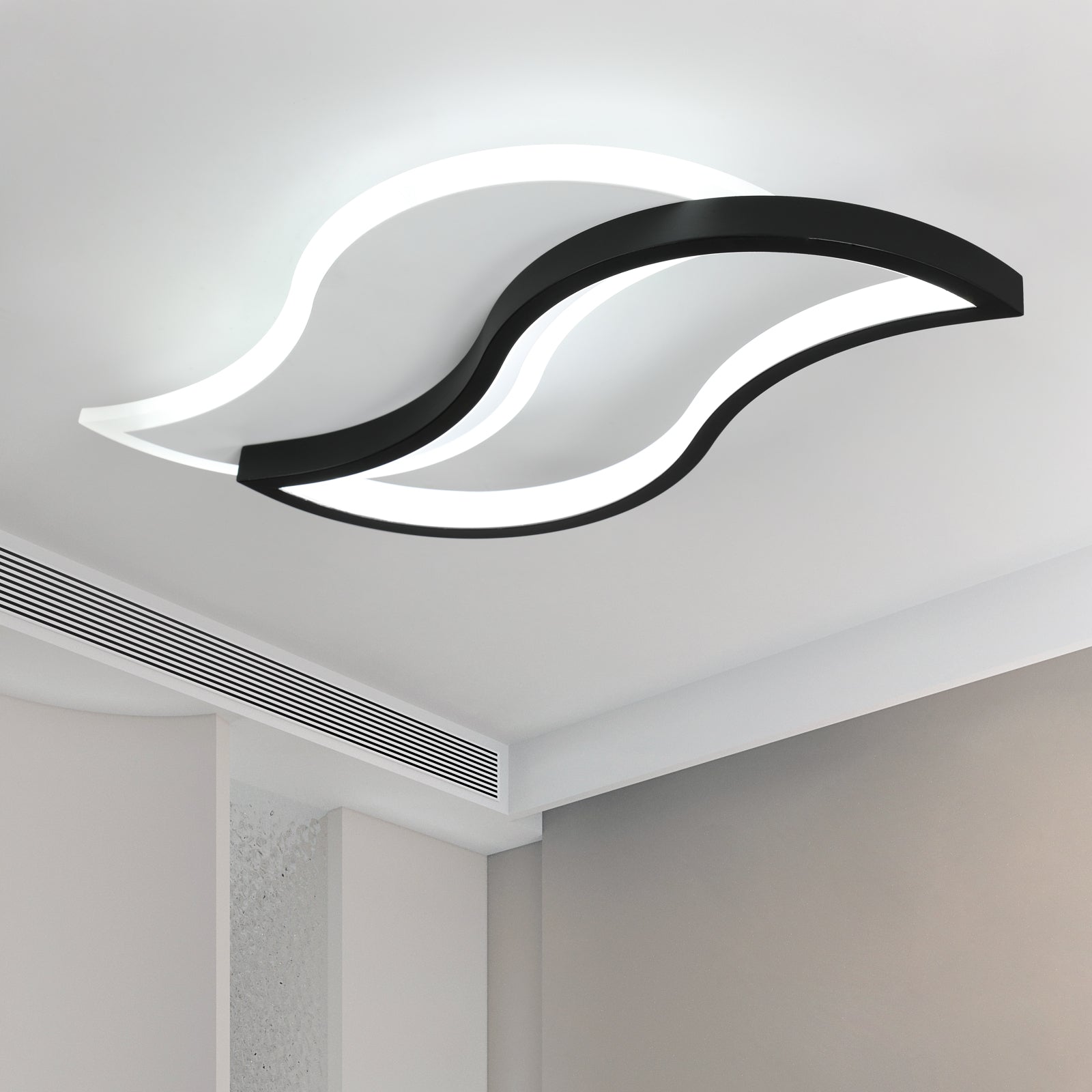 Plafonnier LED Design moderne Forme créative de la feuille Lampe de Plafond Blanc Froid 6000K