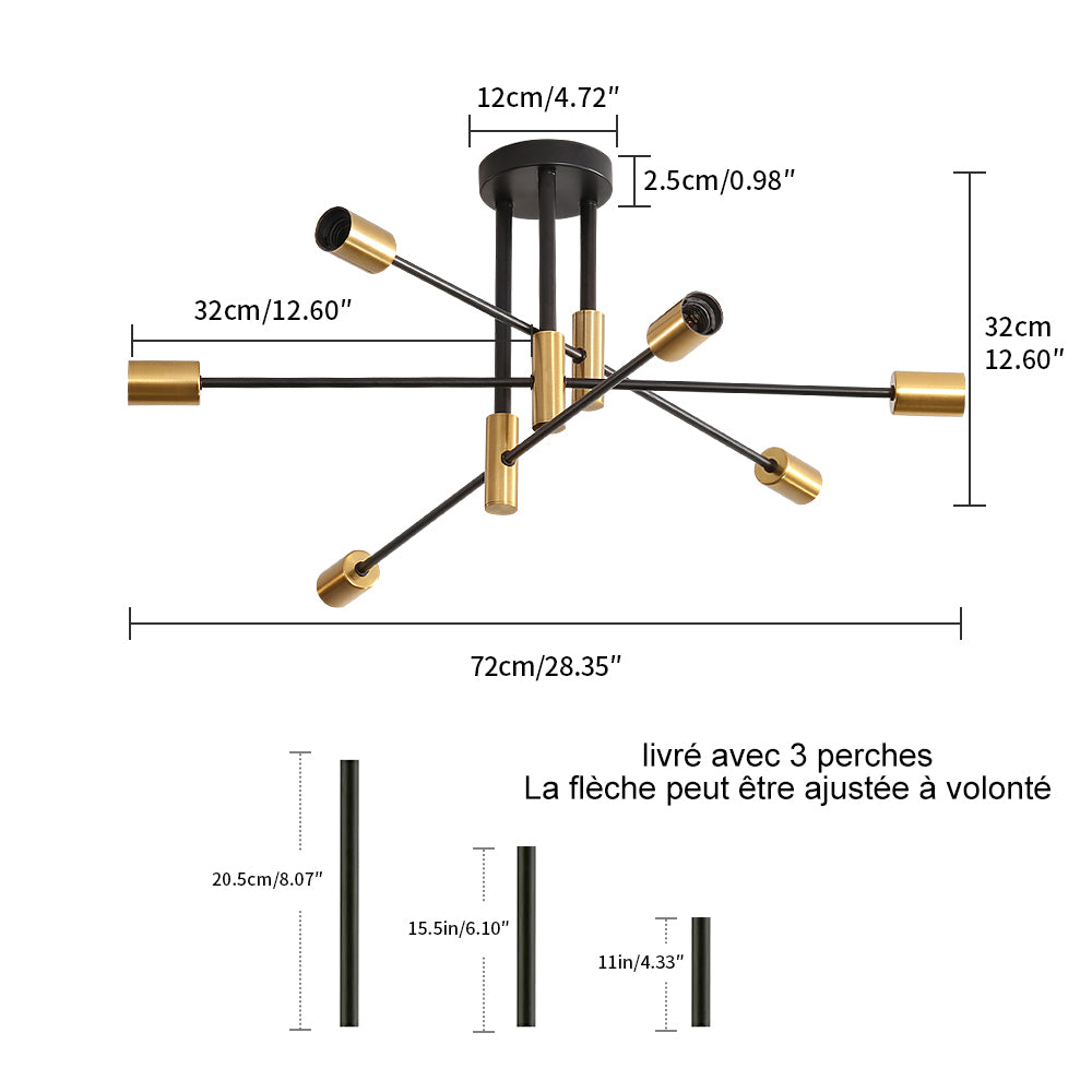 Tableau des tailles de plafonnier