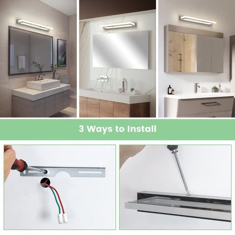 Lampada da specchio a LED in acrilico - Argento, 42 cm, 9 W, luce neutra 4500 K, 220 V