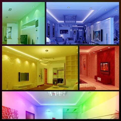 Set di 6 faretti LED da incasso RGB orientabili con cambio colore, 5 W (equivalenti a 50 W), bianco caldo 2700 K, plafoniera da incasso rotonda in metallo bianco con telecomando dimmerabile