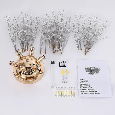 Plafoniera a LED Lampadario di cristallo Moderna Lampada a sospensione in cristallo K9 Plafoniera Temperatura colore regolabile 3000K / 4500K / 6500K 6 G9 Lampada da soffitto Oro 