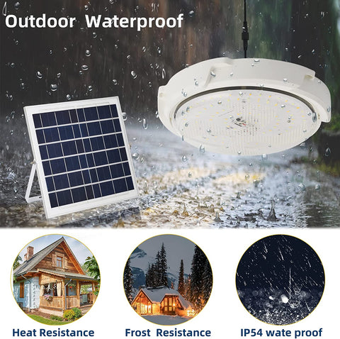 Lampada Solare da Esterno da Soffitto con Telecomando, Illuminazione Solare Impermeabile IP54 per Giardino, 80W, Temperatura Colore Regolabile 3000K/4500K/6000K