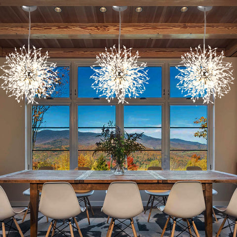 Lampadario di cristallo, lampada a sospensione moderna con fuochi d'artificio cromati, apparecchio di illuminazione a sospensione a 8 luci per soggiorno, camera da letto, sala da pranzo, cucina, corridoio (diametro 40 cm) Lampadina non inclusa