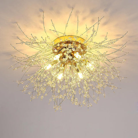 Plafoniera a LED Lampadario di cristallo Moderna Lampada a sospensione in cristallo K9 Plafoniera Temperatura colore regolabile 3000K / 4500K / 6500K 6 G9 Lampada da soffitto Oro 