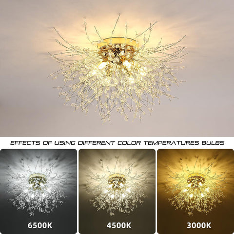 Plafoniera a LED Lampadario di cristallo Moderna Lampada a sospensione in cristallo K9 Plafoniera Temperatura colore regolabile 3000K / 4500K / 6500K 6 G9 Lampada da soffitto Oro 