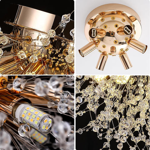 Plafoniera a LED Lampadario di cristallo Moderna Lampada a sospensione in cristallo K9 Plafoniera Temperatura colore regolabile 3000K / 4500K / 6500K 6 G9 Lampada da soffitto Oro 
