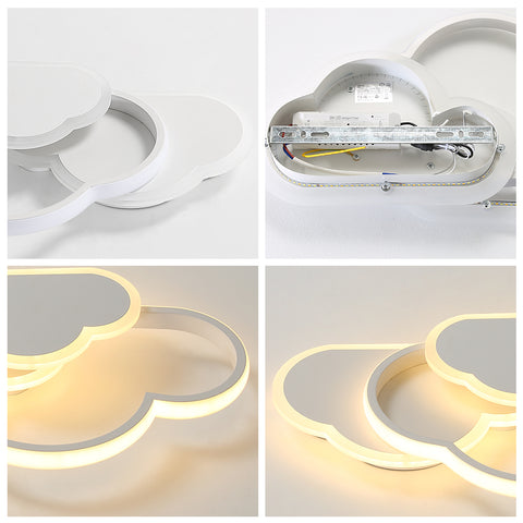 Plafoniera a LED, illuminazione da soffitto per interni, lampadario in acrilico bianco da 36 W, lampada da soffitto a forma di nuvola per camera da letto, soggiorno, sala da pranzo, luce calda 3000 K.