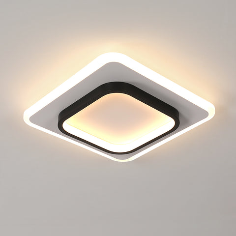 Plafoniera moderna per corridoio - Quadrata Bianco + Nero 30x30x5cm, Luce calda 30W 220V