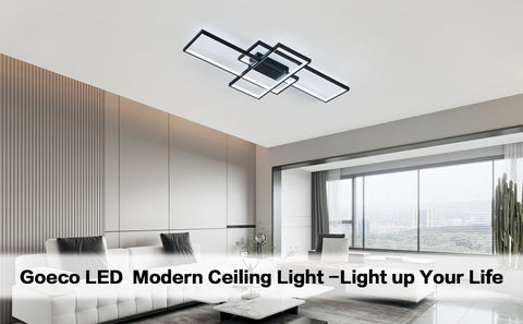 Plafoniera LED da 38 W, design moderno, luce bianca fredda 6000 K, lampada da soffitto rettangolare per soggiorno, camera da letto, sala da pranzo, ufficio, nero 