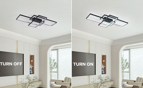 Plafoniera LED da 38 W, design moderno, luce bianca fredda 6000 K, lampada da soffitto rettangolare per soggiorno, camera da letto, sala da pranzo, ufficio, nero 