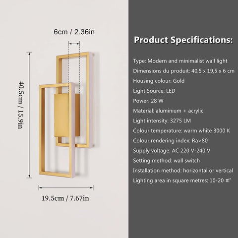 Applique da Parete LED 28W – Linea Dorata Incrociata