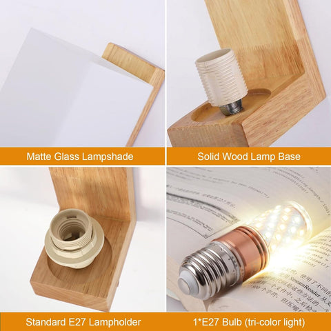 Applique da Parete Vintage in Legno e Vetro – Lampada Interna E27