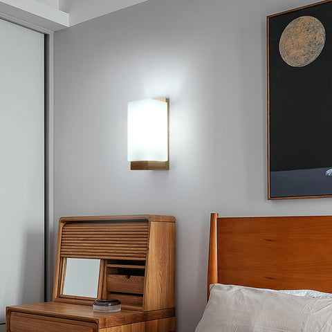 Applique da Parete Vintage in Legno e Vetro – Lampada Interna E27