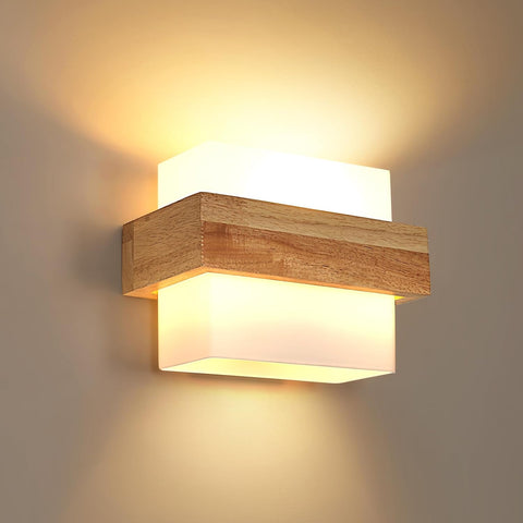 Applique da Parete Interna in Legno E27 con Lampadina 12W Tre Colori
