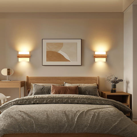 Applique da Parete Interna in Legno E27 con Lampadina 12W Tre Colori