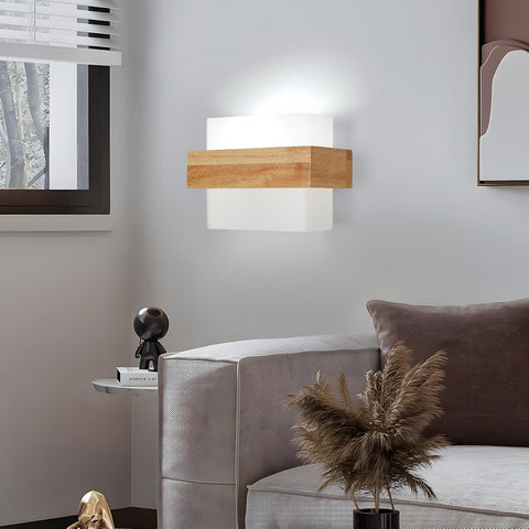 Applique da Parete Interna in Legno E27 con Lampadina 12W Tre Colori