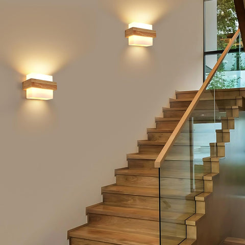 Applique da Parete Interna in Legno E27 con Lampadina 12W Tre Colori