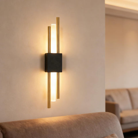 Applique LED da Parete Interna Nero e Oro 40CM 10W 3000K Luce Calda