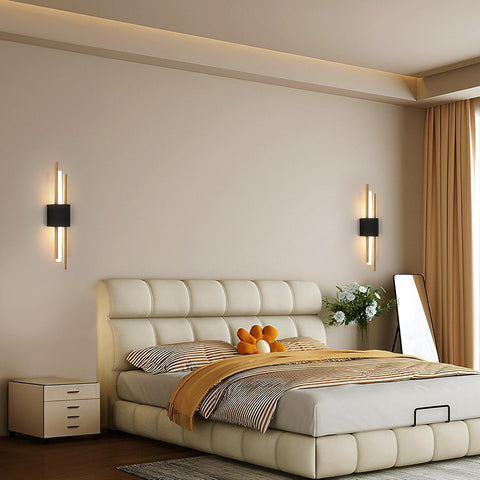 Applique LED da Parete Interna Nero e Oro 40CM 10W 3000K Luce Calda