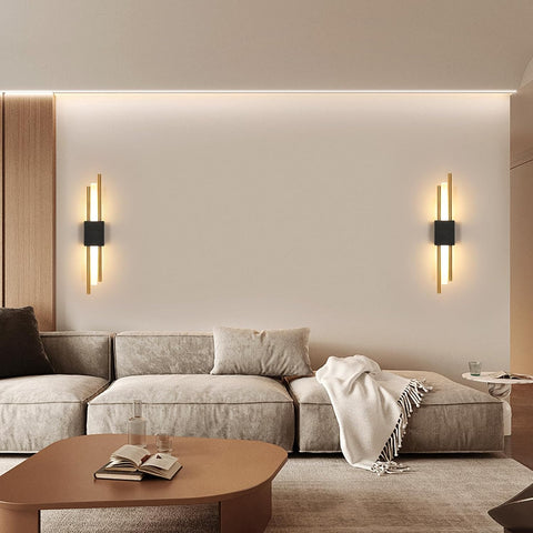 Applique LED da Parete Interna Nero e Oro 40CM 10W 3000K Luce Calda