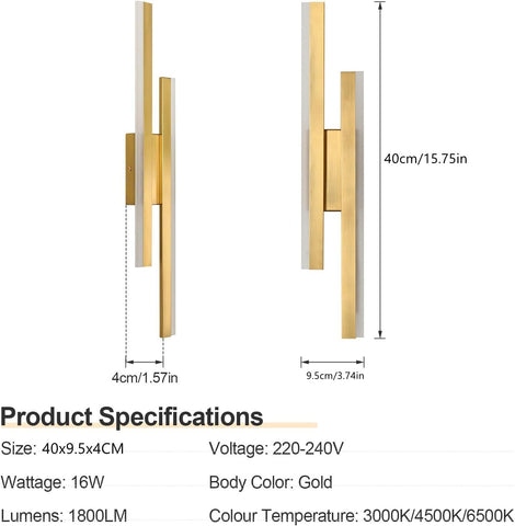 Applique LED Oro Moderna 16W 3 Temperature 1800LM