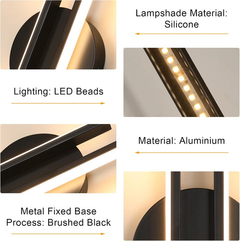 Applique da Parete LED Moderna Nera 24W