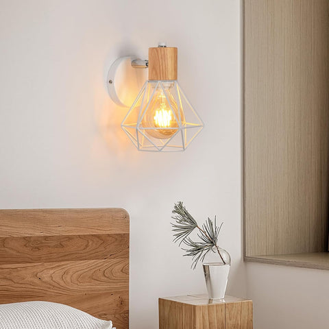 Lampada da Parete in Metallo con Gabbia E27