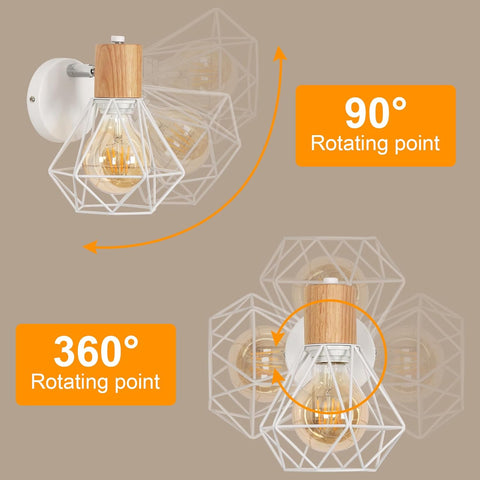 Lampada da Parete in Metallo con Gabbia E27
