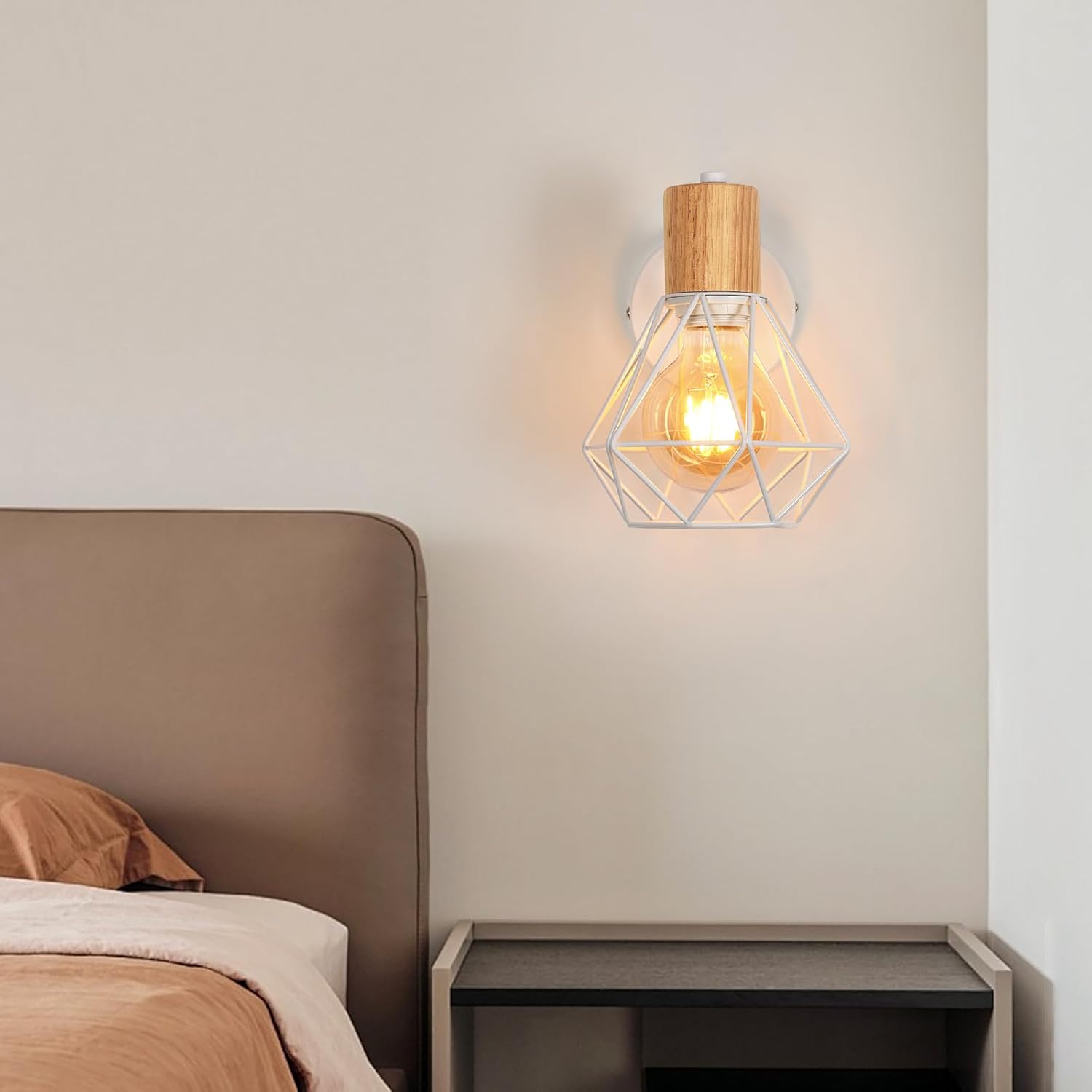Lampada da Parete in Metallo con Gabbia E27
