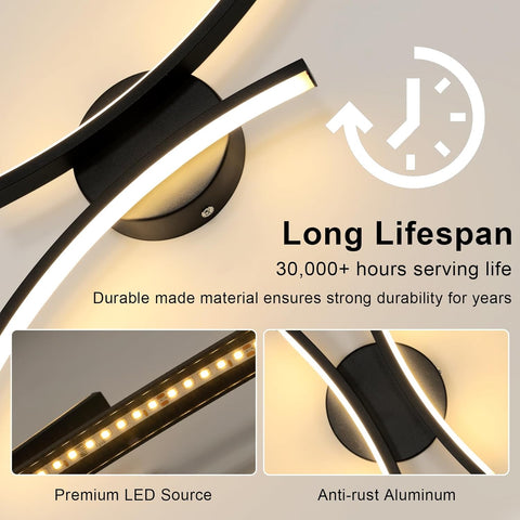 Applique a LED moderna 20W 2250LM nera