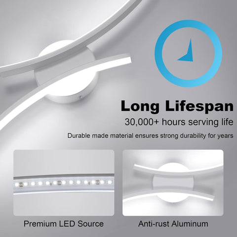 Applique LED da parete curva moderna 20W | Bianco freddo 6500K