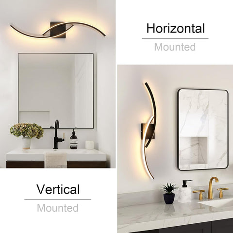 Applique a parete LED nera ondulata 27W