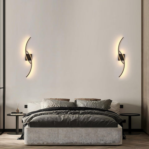 Applique a parete LED nera ondulata 27W