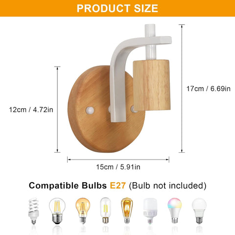 Set di 2 Applique da Parete in Legno per Interni (Lampadine Escluse)