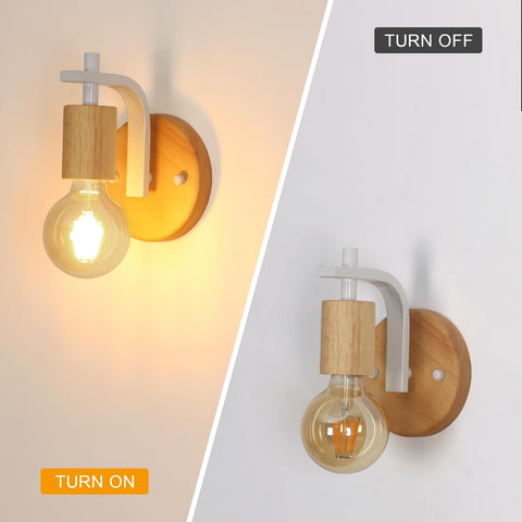Set di 2 Applique da Parete in Legno per Interni (Lampadine Escluse)