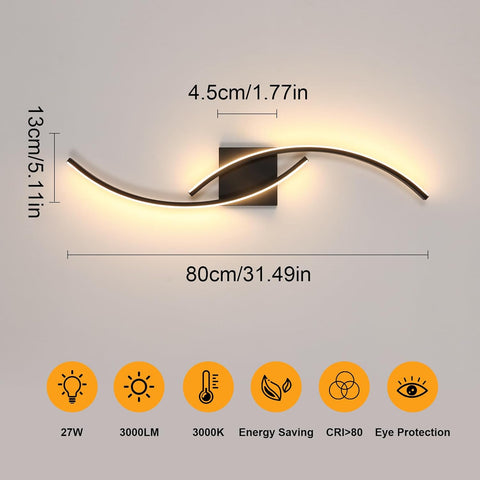 Lampada da Parete LED Creativa 27W Interna Nera