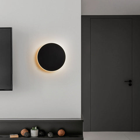 Lampada da parete a LED Interruttore tattile Illuminazione da interno per camera da letto Soggiorno Comodino rotondo Luce per scale Decorazione domestica Apparecchio in alluminio Nero