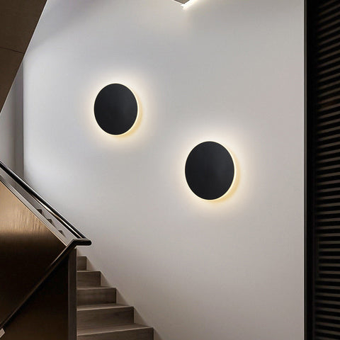 Lampada da parete a LED Interruttore tattile Illuminazione da interno per camera da letto Soggiorno Comodino rotondo Luce per scale Decorazione domestica Apparecchio in alluminio Nero