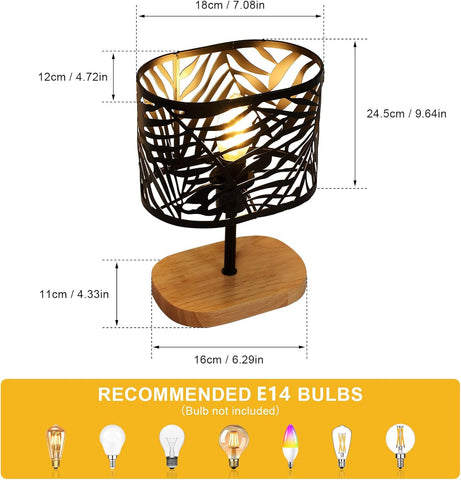 Lampada da Comodino in Legno e Metallo – Nera