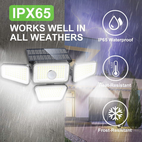 Lampada da parete a LED con sensore di movimento per esterni a luce solare Bianco freddo 6000K per cortile giardino corridoio terrazza vicino al muro percorso patio villa