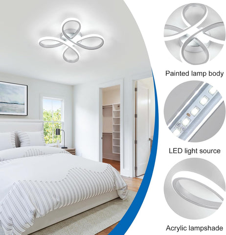 Plafoniera LED 30W Stile Fiore Argento