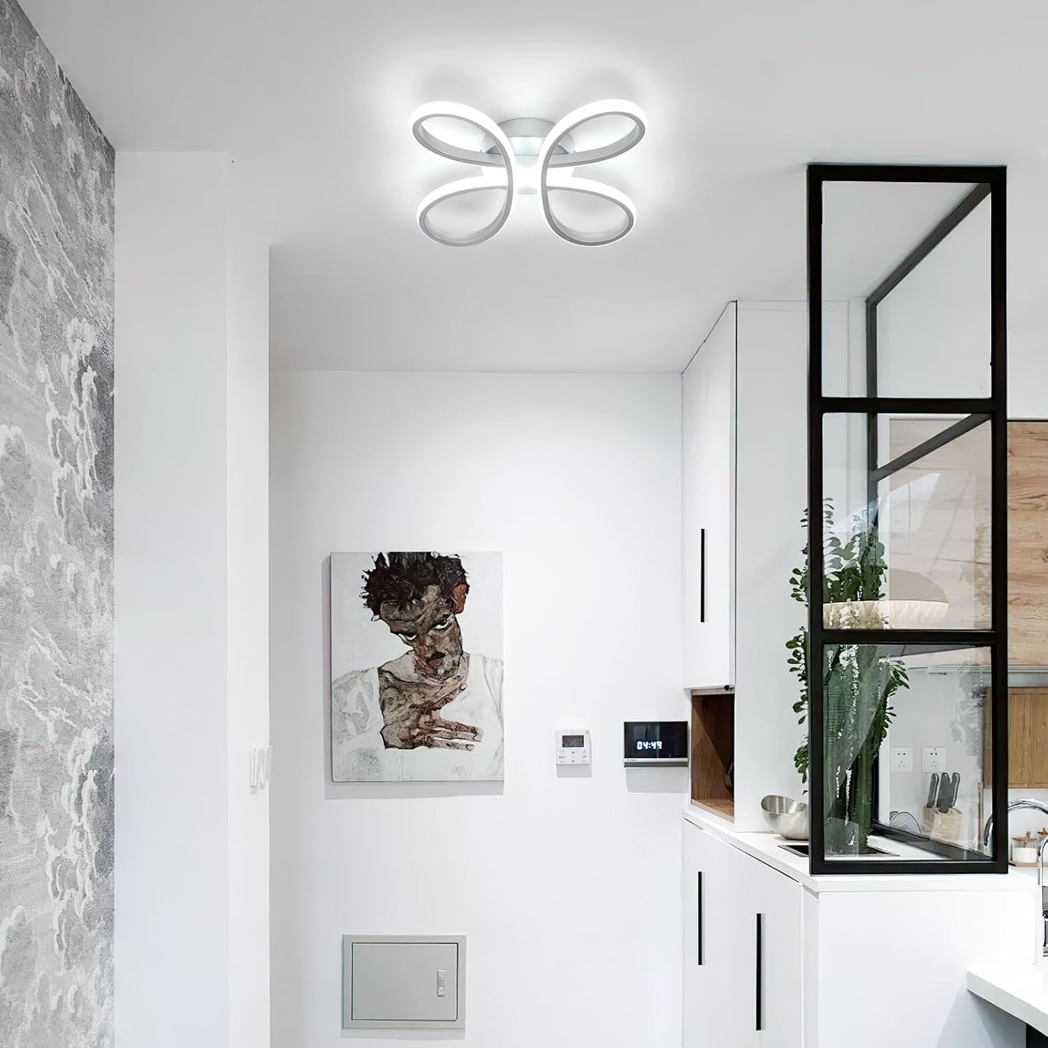 Plafoniera LED 30W Stile Fiore Argento