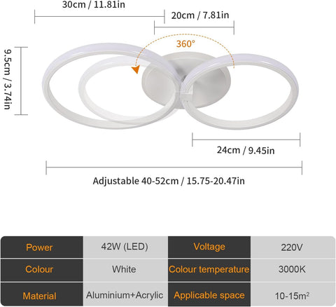 Plafoniera LED Moderna 42W Rotonda Bianco Caldo