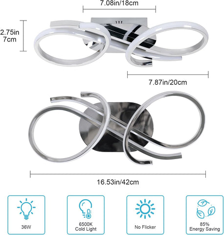 Lampada da Soffitto LED Moderna a Doppio Anello